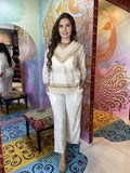 Kurta FARAH Raw Escote V Bordado