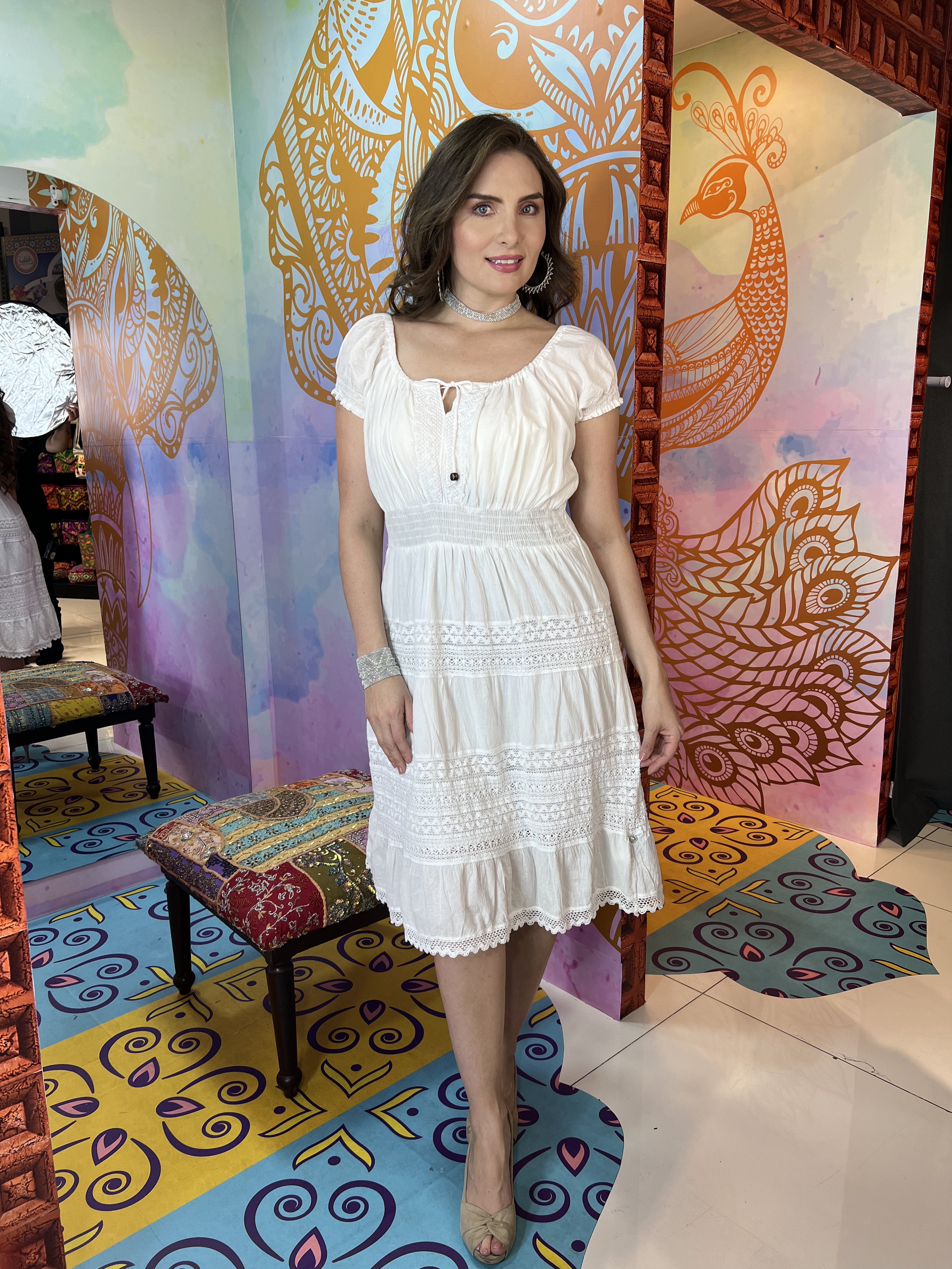 Vestido Manga Corta Tejido Algodón